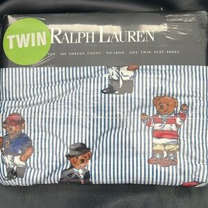 Ralph Lauren Polo Bear Twin Flat Sheet